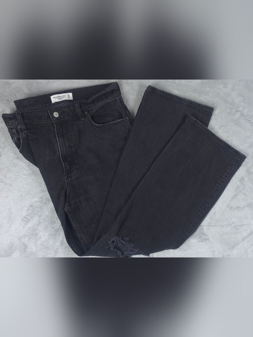 Abercrombie & Fitch The 90s Relaxed High Rise Jeans Washed Black Ripped 29 8R